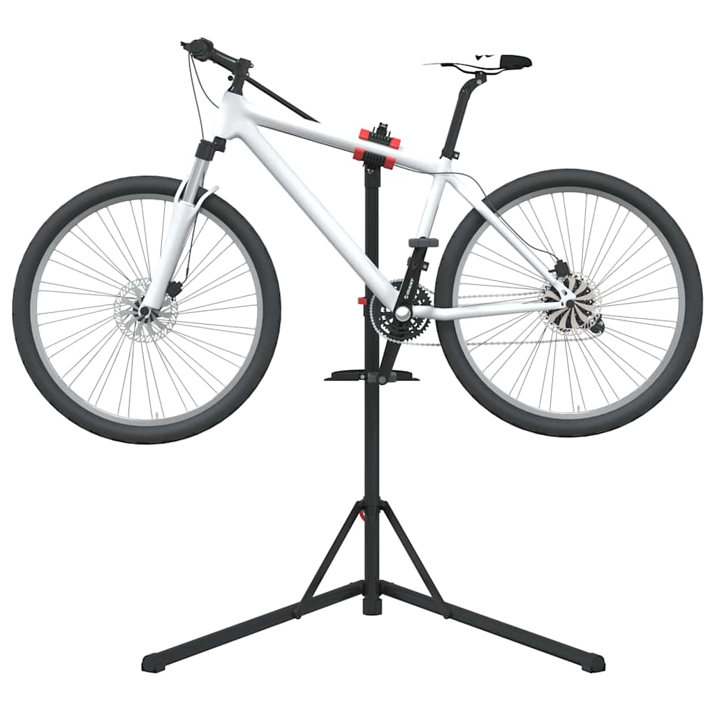 Support de réparation vélo pliable et réglable 92-152 cm, mâchoires rotatives 360°, plateau magnétique, rouge et noir