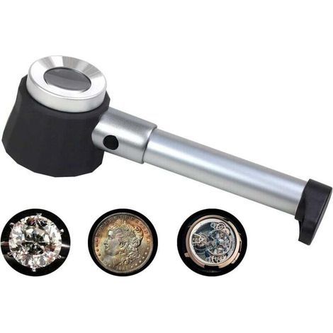 Loupe à main grossissante 45x, 3 LED, échelle 0,5 mm, rechargeable, étui inclus