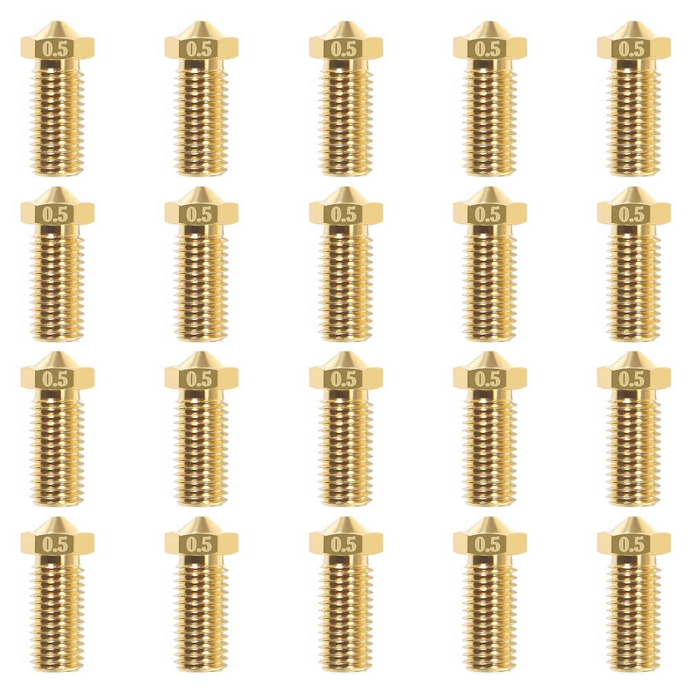 20pcs 0.5mm Volcanic Brass 3d Buse Pour V5 V63d Imprimante, Extrudeuse Jet De T�te D'Impression OEM