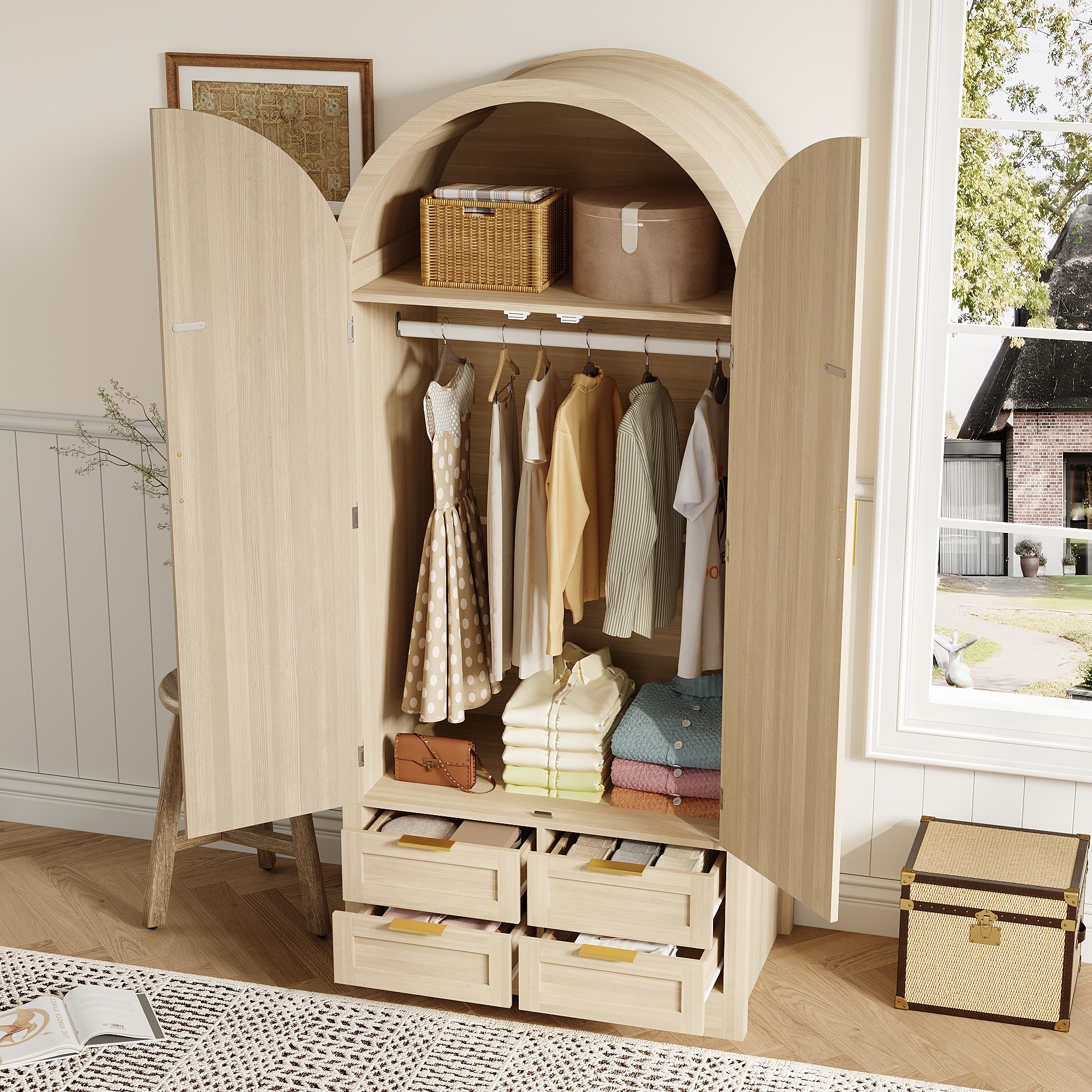Garde-robe 180 Cm Style Vintage Rustique - Armoire En Bois