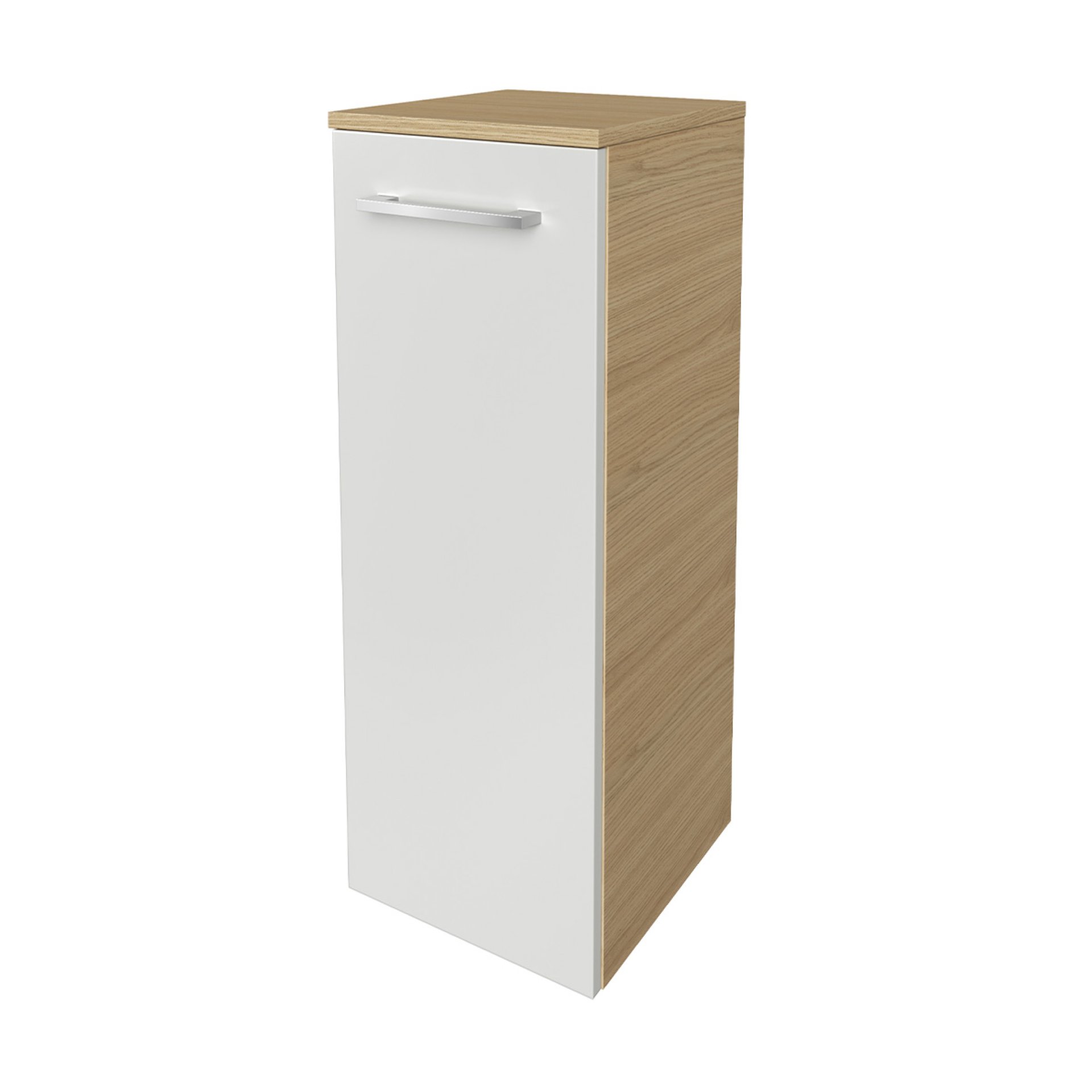 Fackelmann - Midischrank B.style / Badschrank Mit Gedämpften Scharnieren / Maße (b X H X T): Ca. 30,2 X 82,6 X 32 Cm / Hochwertiger Schrank / Türanschlag Rechts / Korpus: Braun Hell / Front: Weiß'-'8444