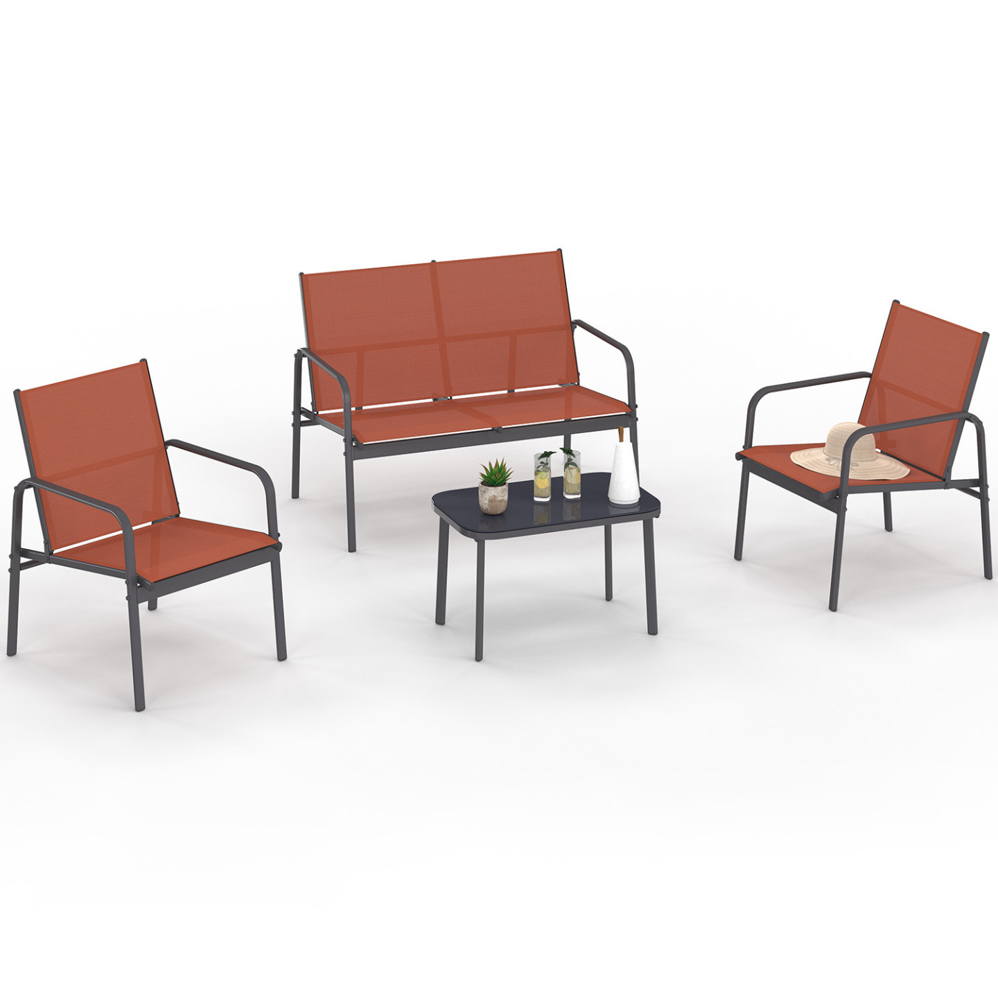 Idmarket – Salon De Jardin Bas Tolede 4 Places – Canapé 2 Places