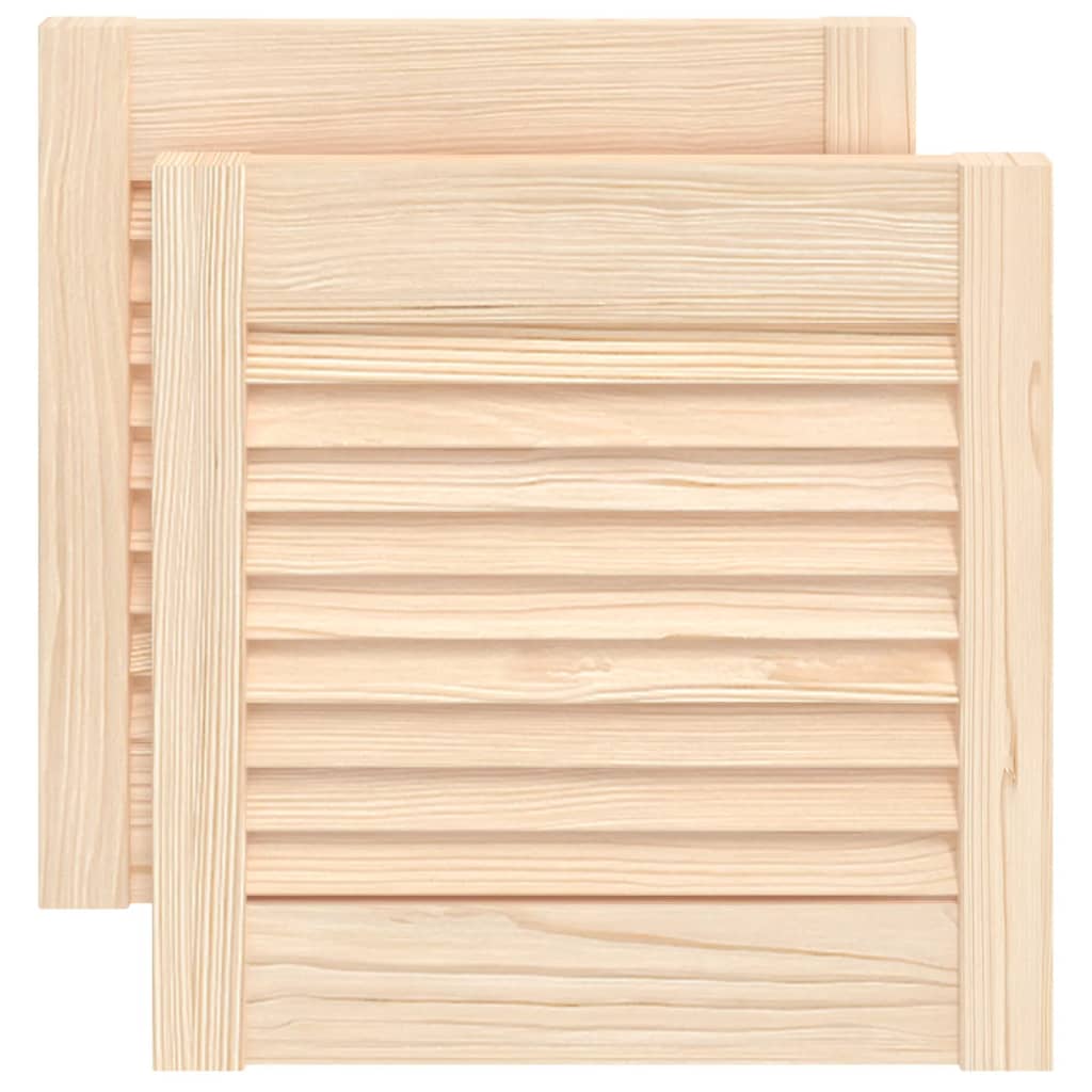 Cabinet Doors Louvred Design 2 Pcs 39.5x39.4 Cm Solid Wood Pine Vidaxl