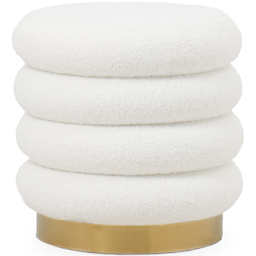 Privatefloor - Pouf Rond Tapissé En Tissu Bouclé - Gereth Blanc
