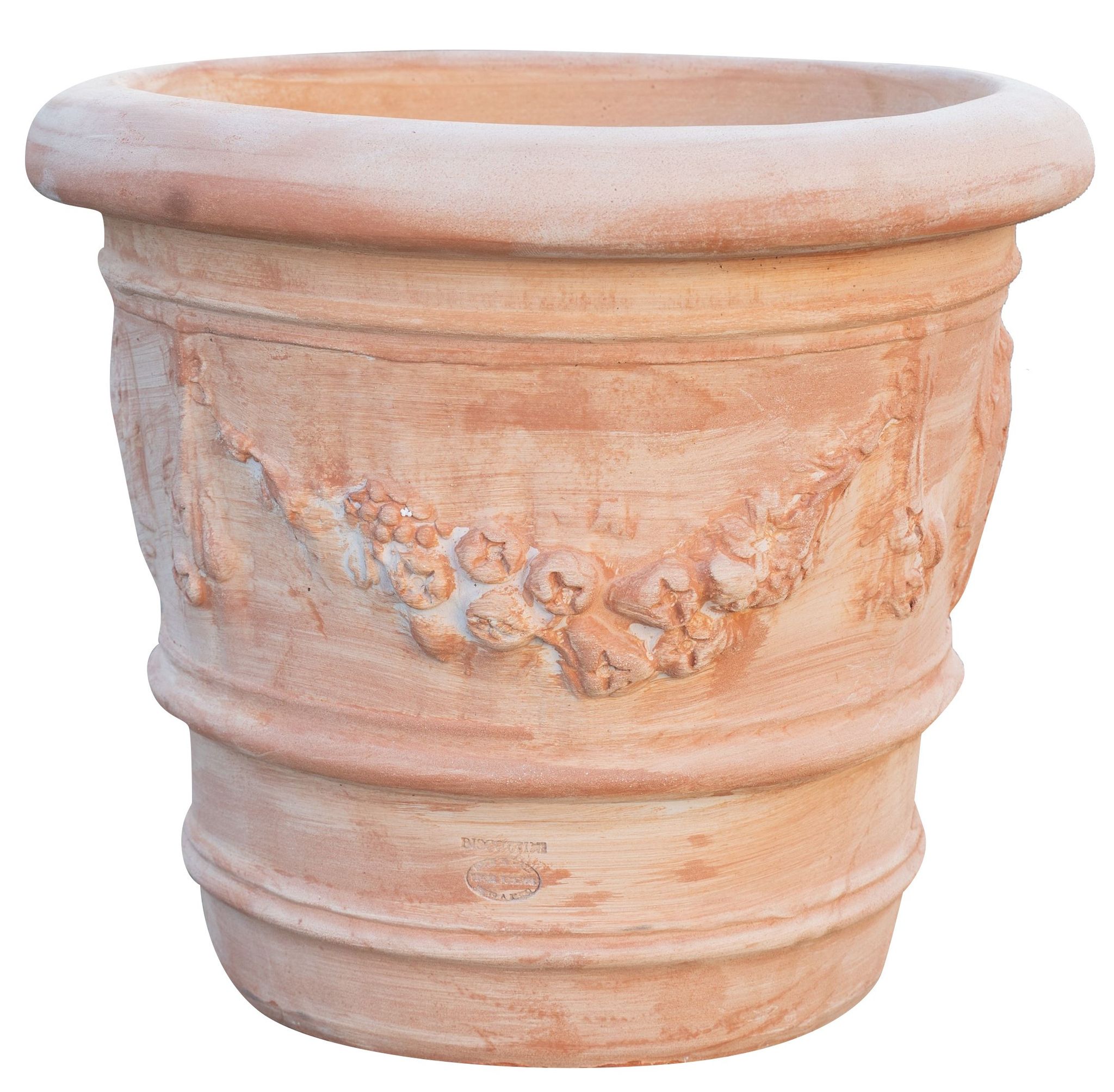 Vase Rond En Terre Cuite 50x44 Cm Jardinière D'Extérieur Résistante Au