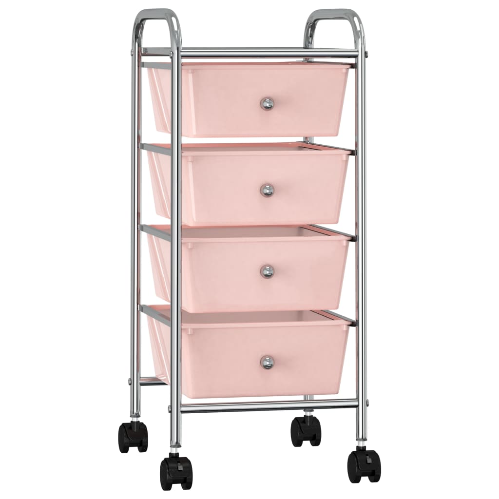 Vidaxl Rosa Schubladenwagen Mit 4 Schubladen Kunststoff
