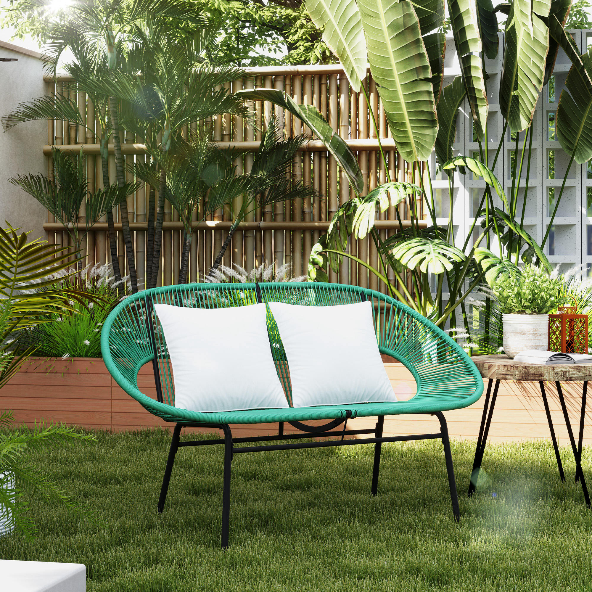 Canapé De Jardin Deux Places En Rotin Pe Et Acier