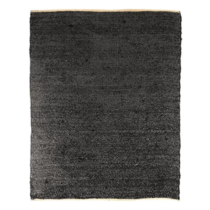 Tapis 160x230 Cm Noir En Jute Fibre Tressée Naturelle - Bernard 5531