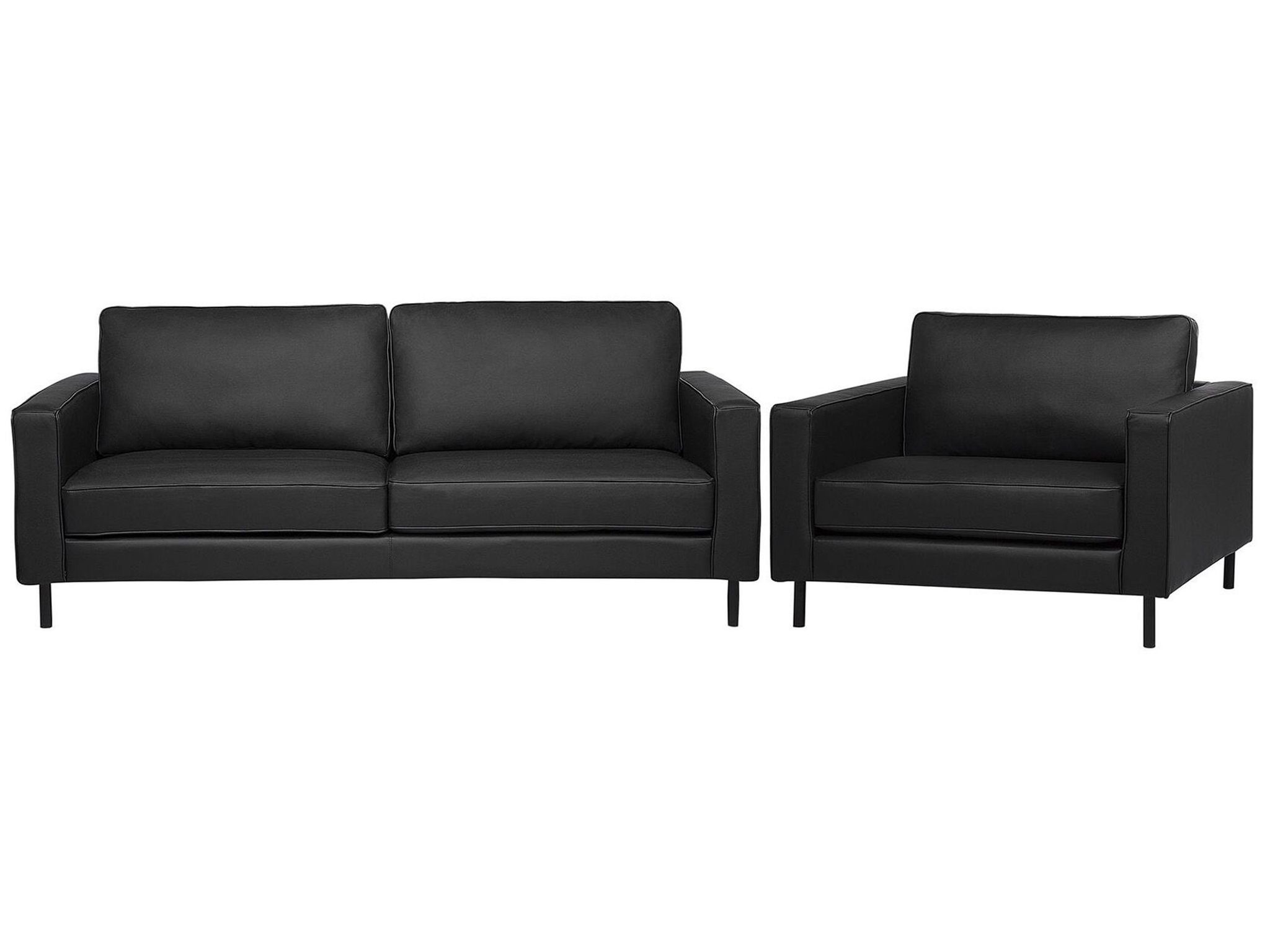 Beliani Sofa Set 4-sitzer Savalen Echtleder Schwarz