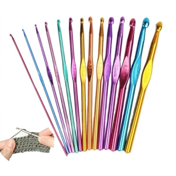 Lot de 14 crochets en alliage d'aluminium, tailles 2 à 10 mm, longueur 15 cm