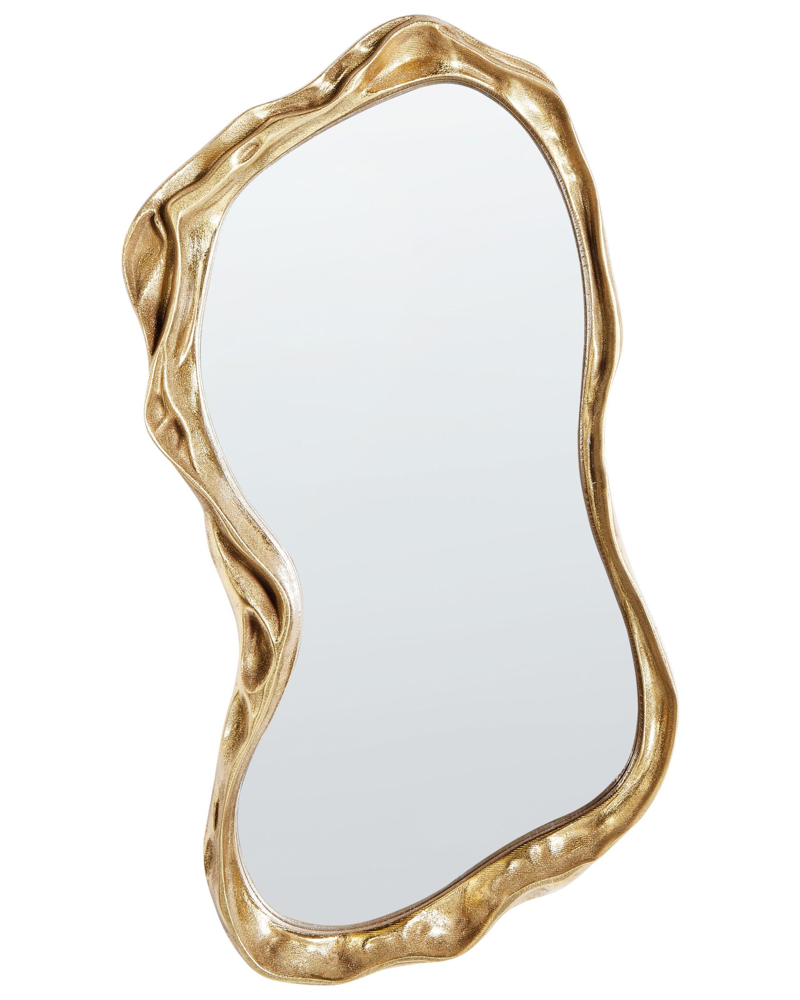 Beliani – Miroir Mural Décoratif Irrégulier 75 X 37 Cm – Cadre Mdf Doré – Verre Renforcé – Élément Moderne Pour Salon Et Chambre