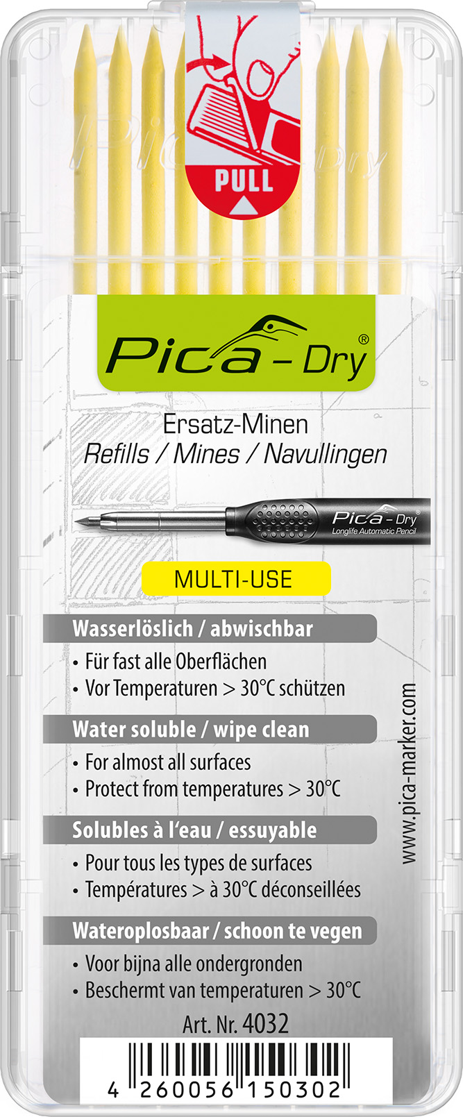 Pica-Marker Gelb Pica Minenset -Dry 10X Feucht Abwischbar 10 Minen/Set 4032 - Image 4