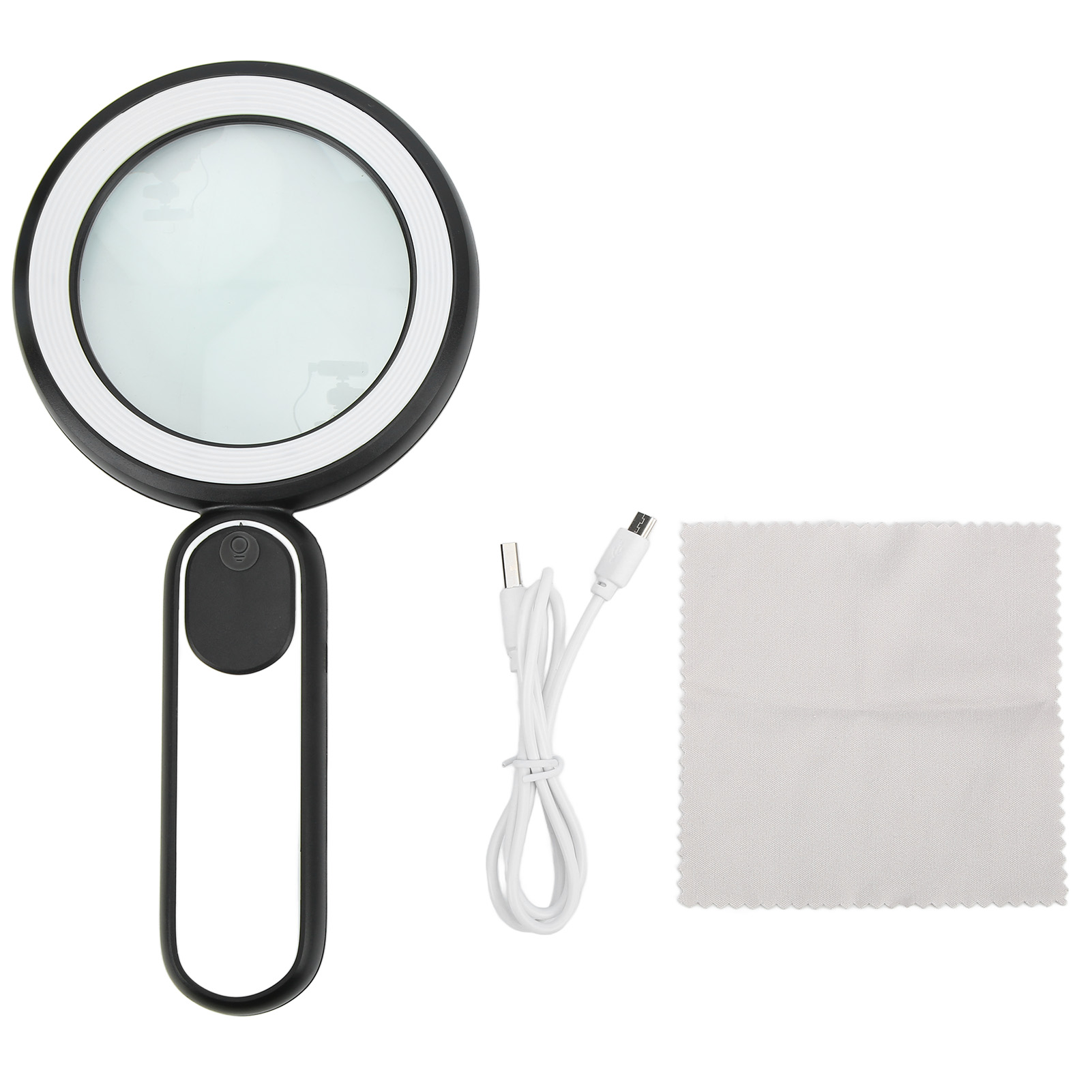 Loupe à main 10x avec éclairage LED, verre optique 85 mm, poignée ergonomique, 3 températures de couleur
