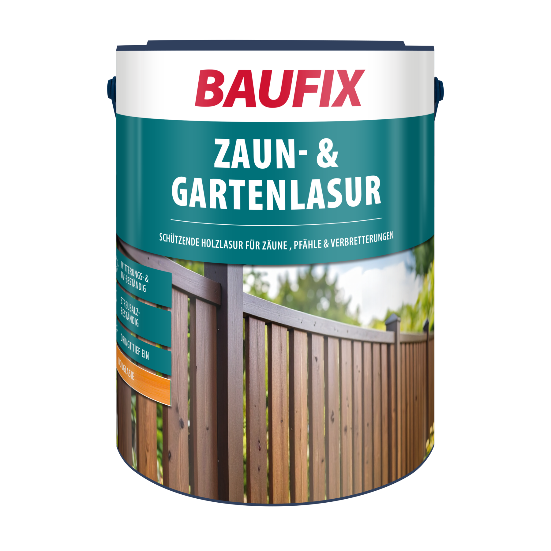 Baufix Zaun & Gartenlasur Douglasie Seidenglänzend, 5 Liter, Holzlasur