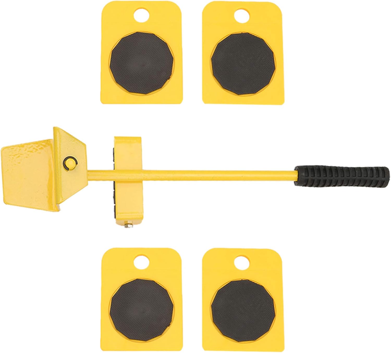 Kit de levage pour meubles lourds, 150 kg, élévateur et 4 plateaux roulants, jaune