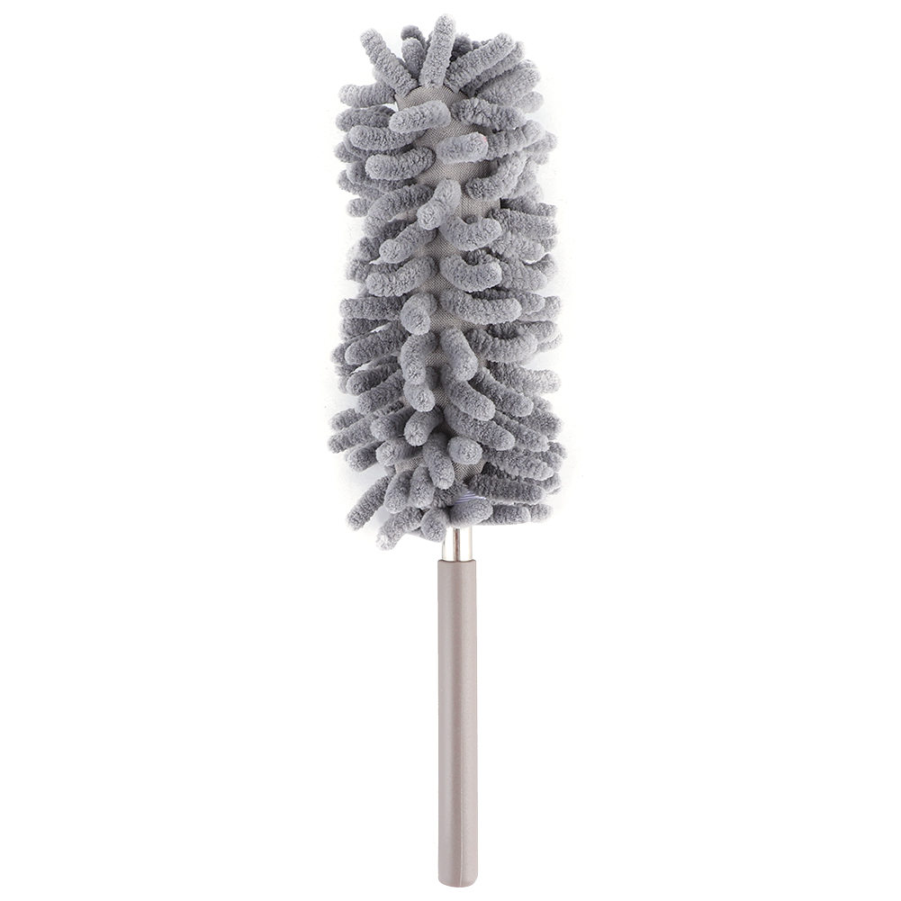Plumeau rétractable flexible en chenille douce, 76 cm, poignée antidérapante, gris