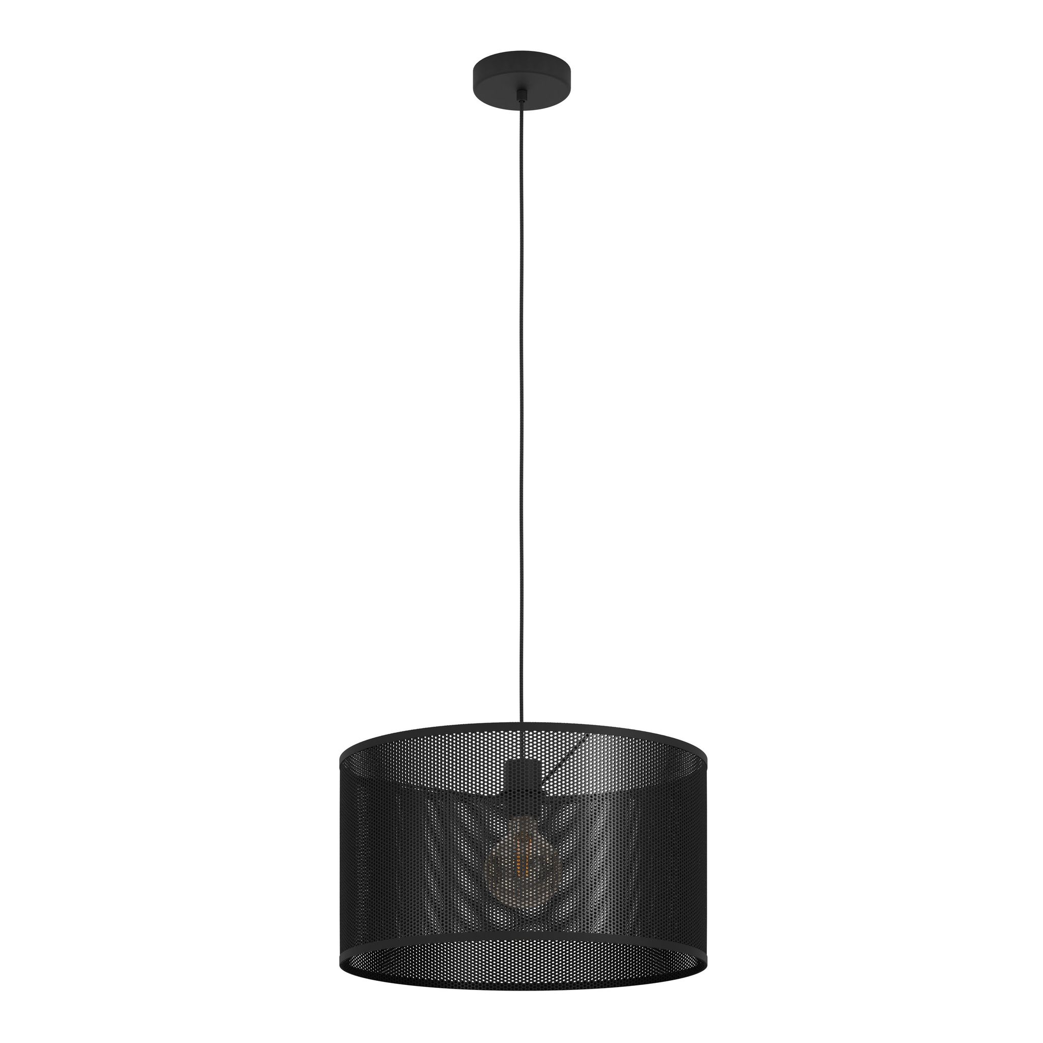Schwarz Eglo Hängelampe Manby, Pendelleuchte Esstisch 1-Flammig, Esszimmerlampe Im Industrial Design Aus Metall In Gitter Hängeleuchte Mit E27 Fassung - Bild 3