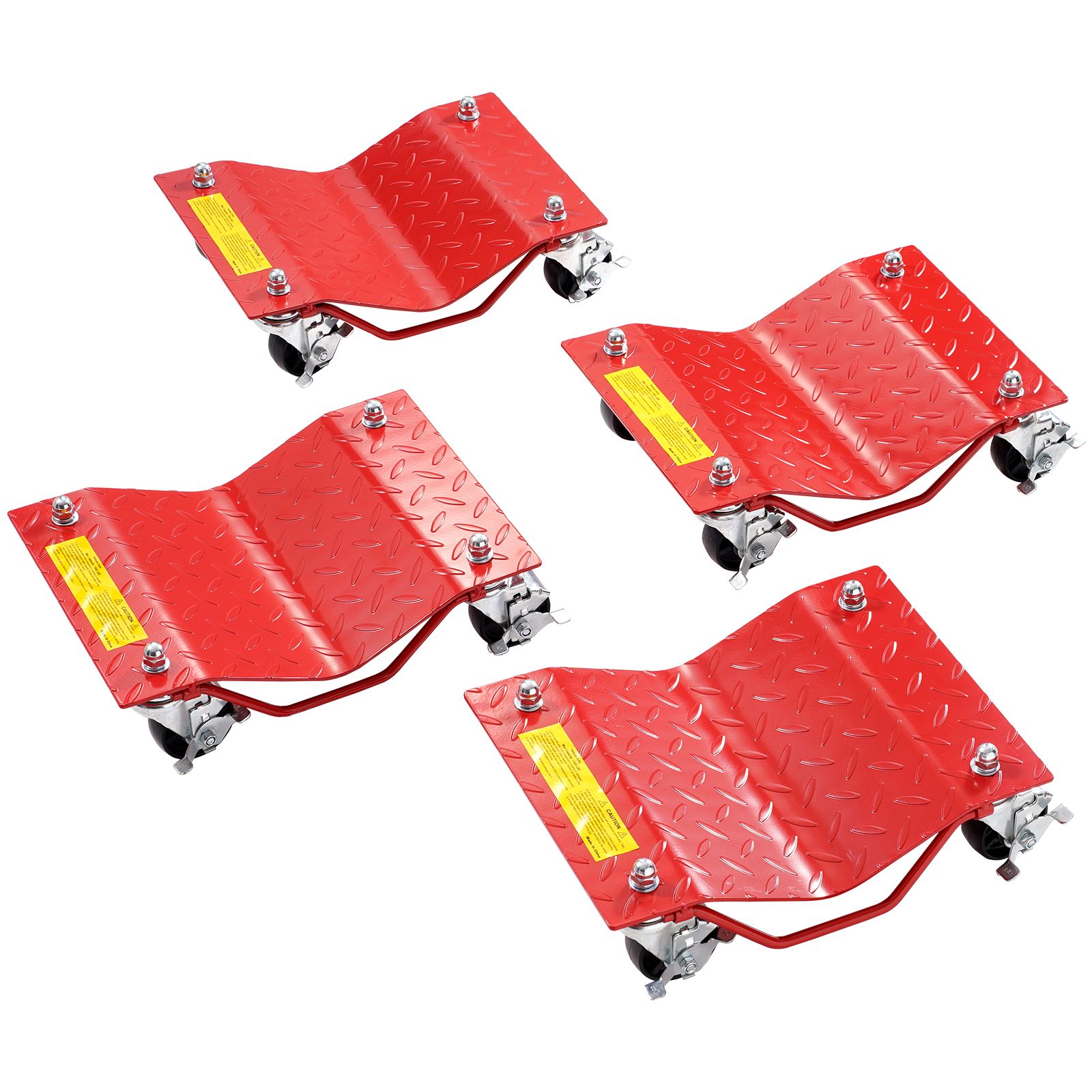 Chariot de déplacement de roues en acier robuste avec freins, pour voitures et SUV, lot de 4