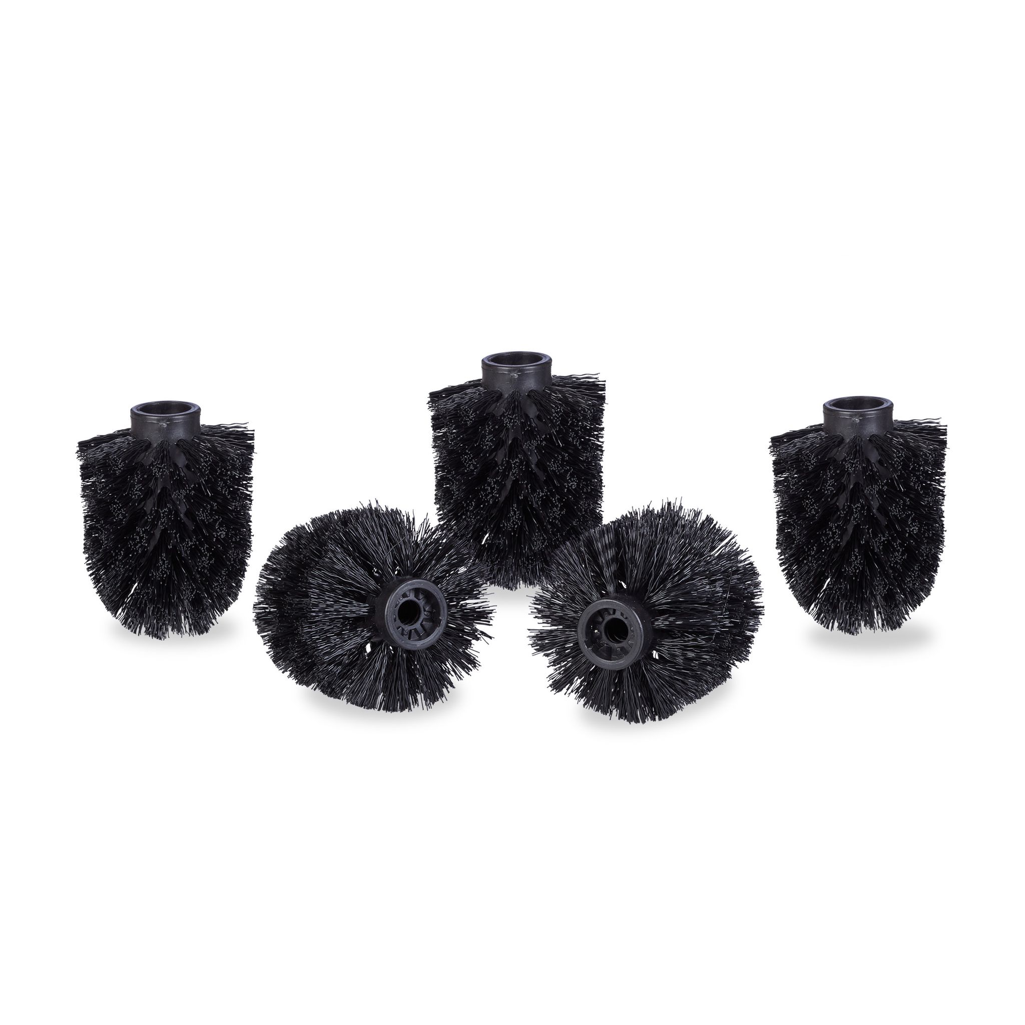 5 Ricambi Per Scopino Wc, Testine 7 Cm Di Diametro, Filettatura 9,5 Mm, Set Di Scopettini Da Bagno, Nero - Relaxdays