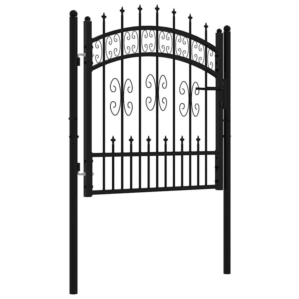 Fence Gate "kampen" With Spear Top Black 103x100 Cm Steel Vidaxl