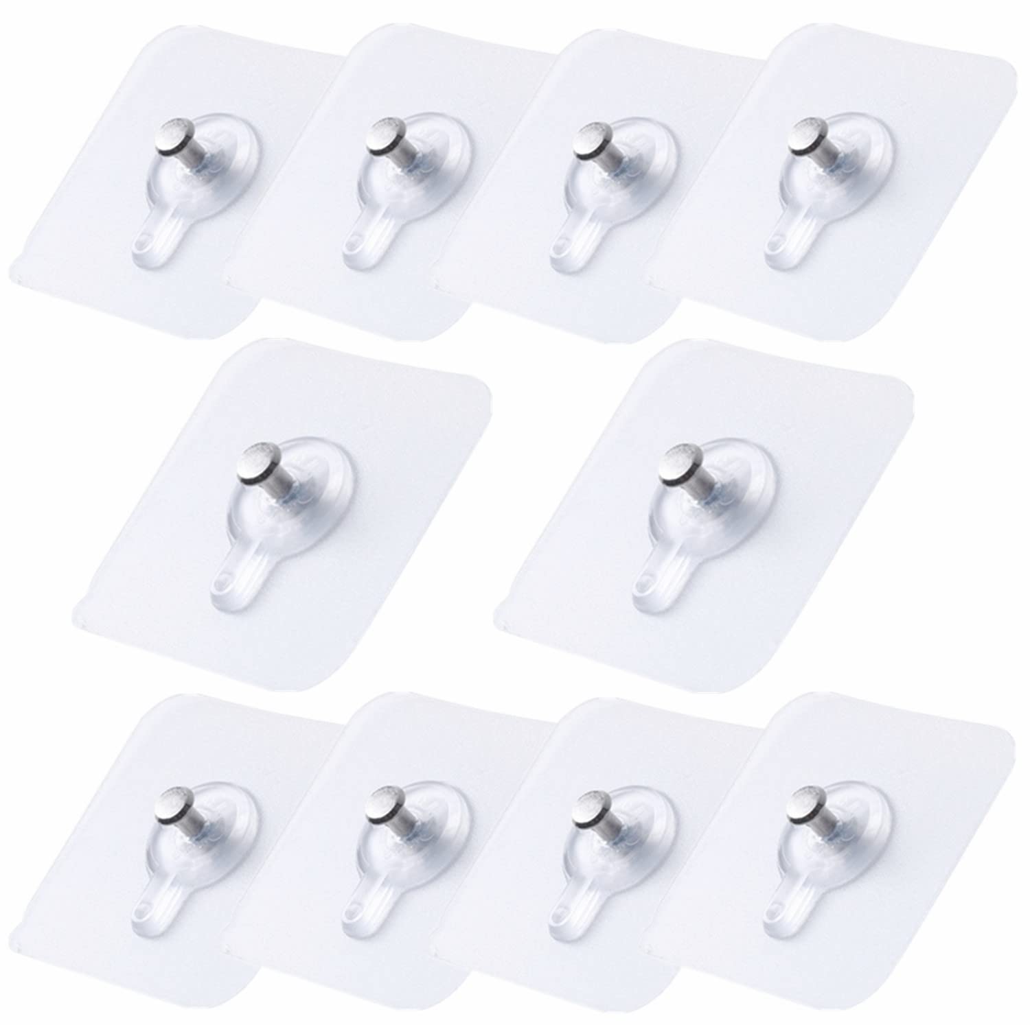 Crochets adhésifs transparents pour tableaux et cadres, fixation sans perçage, lot de 10
