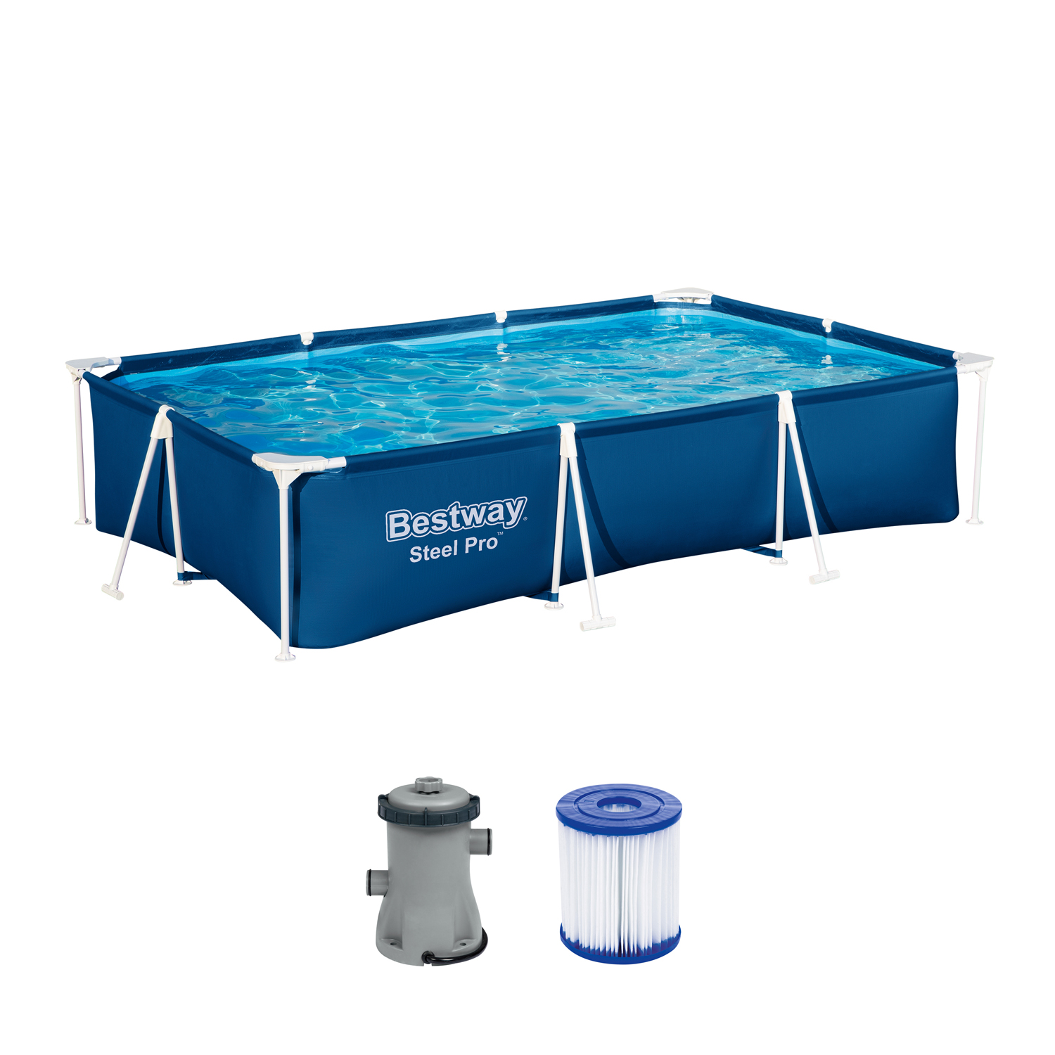 Bestway Steel Pro Rectangle Above Ground Pool Set 3.00 m x 2.01 m x 66 cm