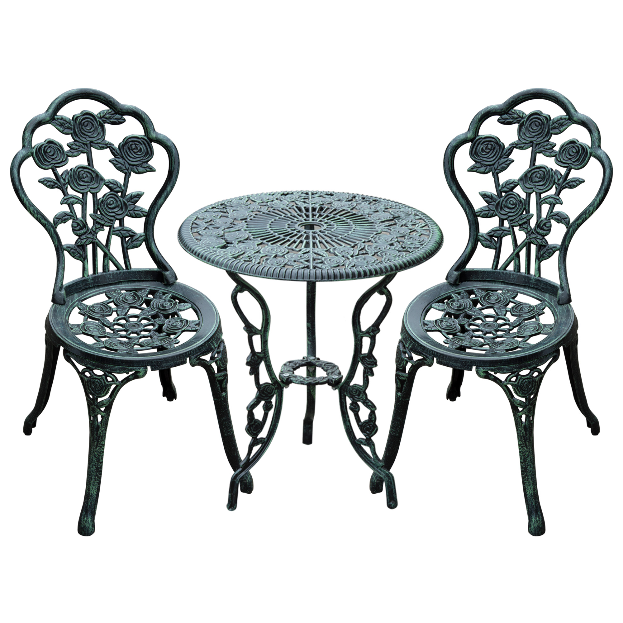 Outsunny – Ensemble Table Et Chaise De Jardin 2 Places – Aluminium