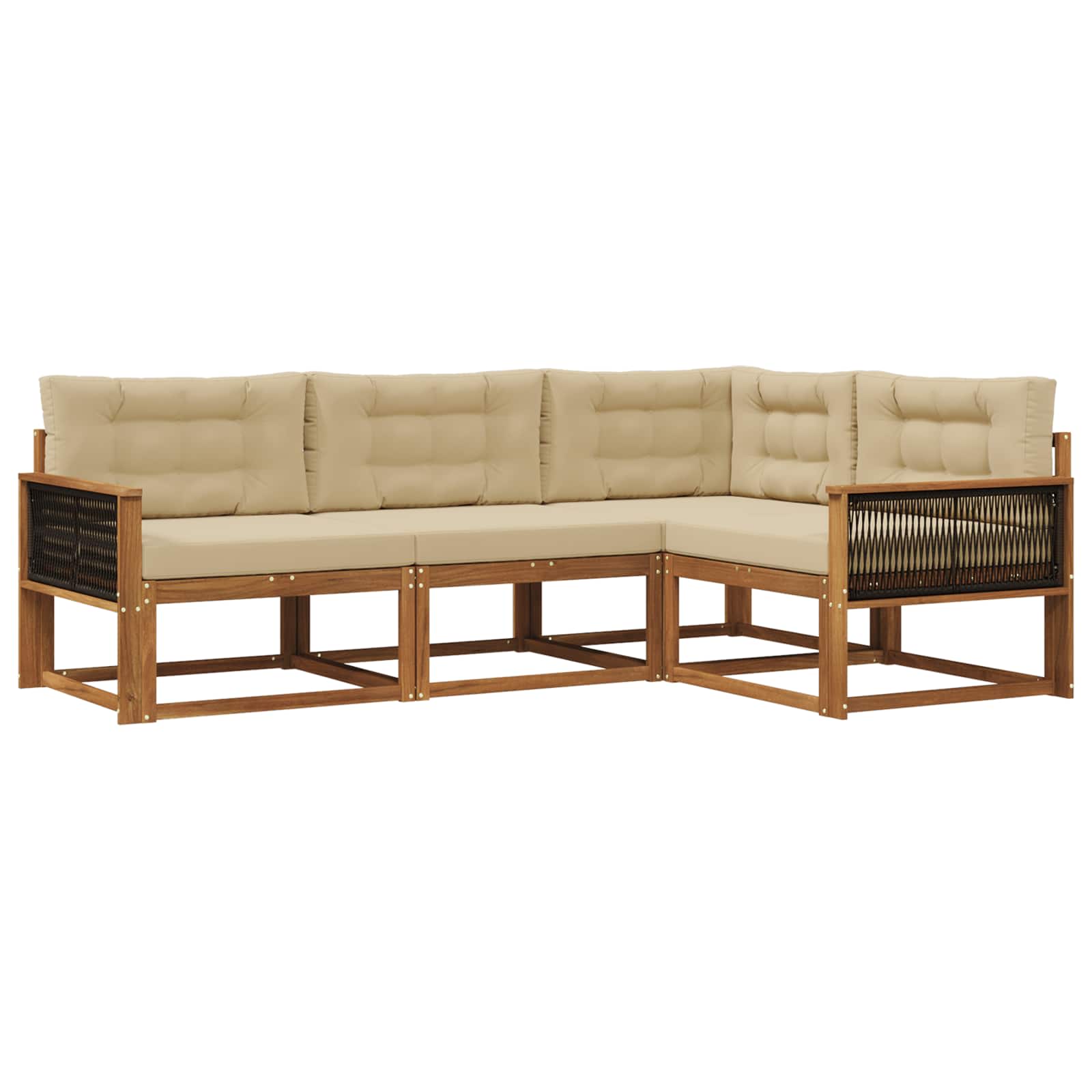 Vidaxl Set Di Divani Da Esterno 4 Pz Naturale E Beige
