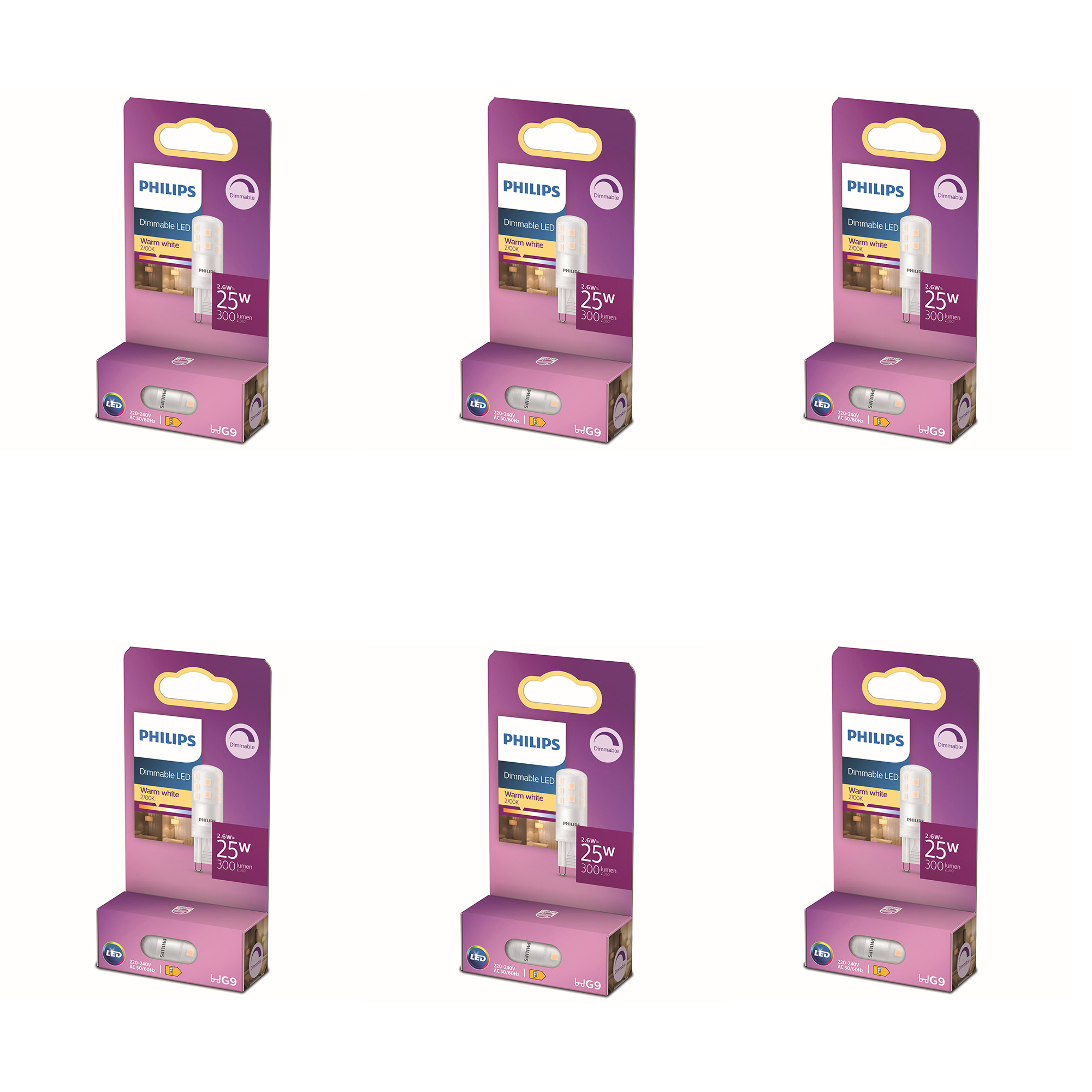 Philips Vorteilspaket G9 Kapsel Lampe 25 W Dimmbar Warmweißes Licht - 6 Stück