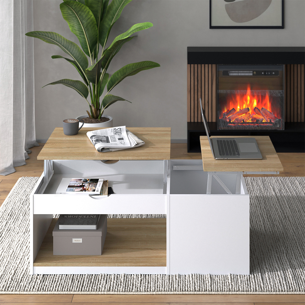 Table Basse Avela, Blanc/sonoma, 55x110cm, Vicco