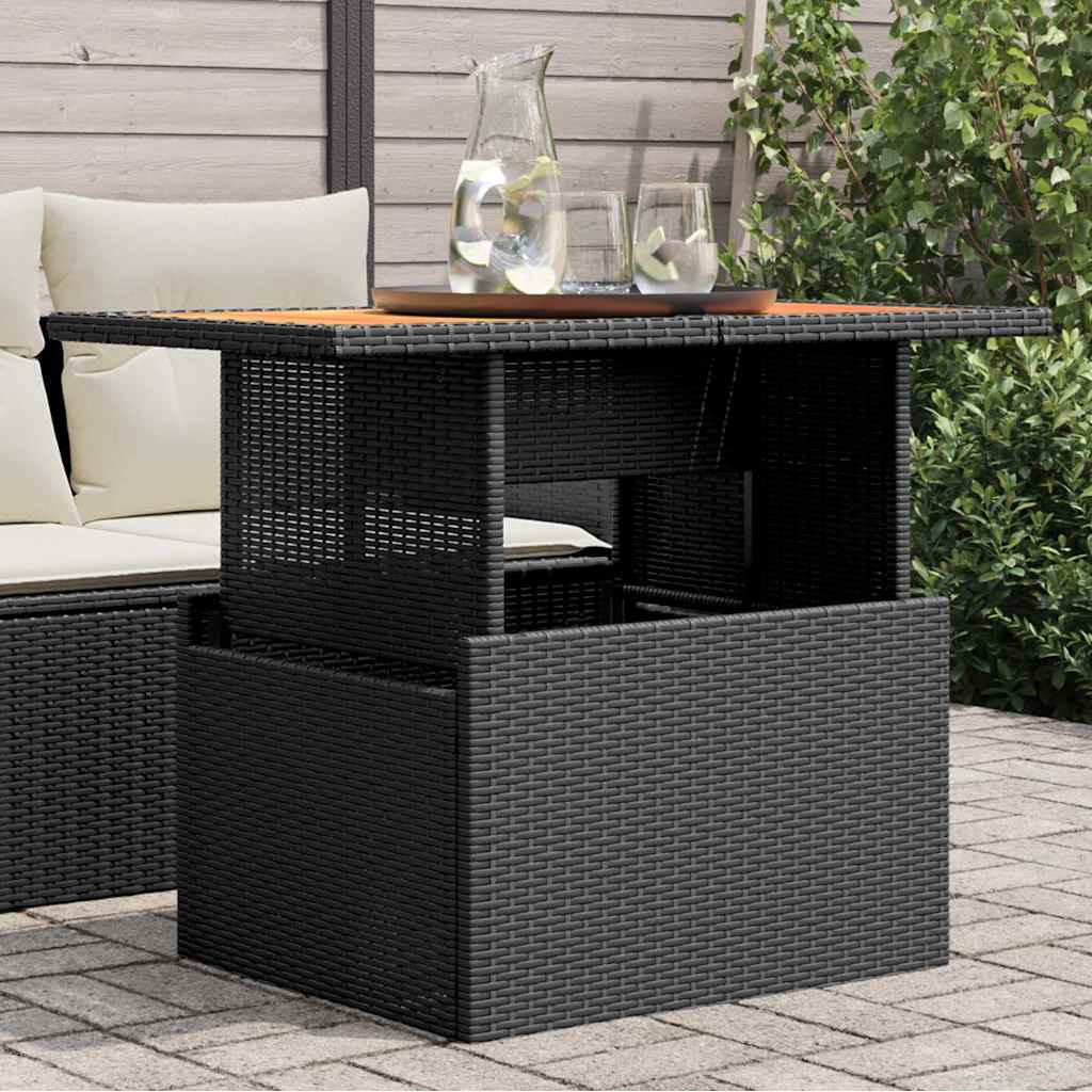 Vidaxl - Table De Jardin Noir 100x55x73 Cm Résine Tressée Et Bois Acacia