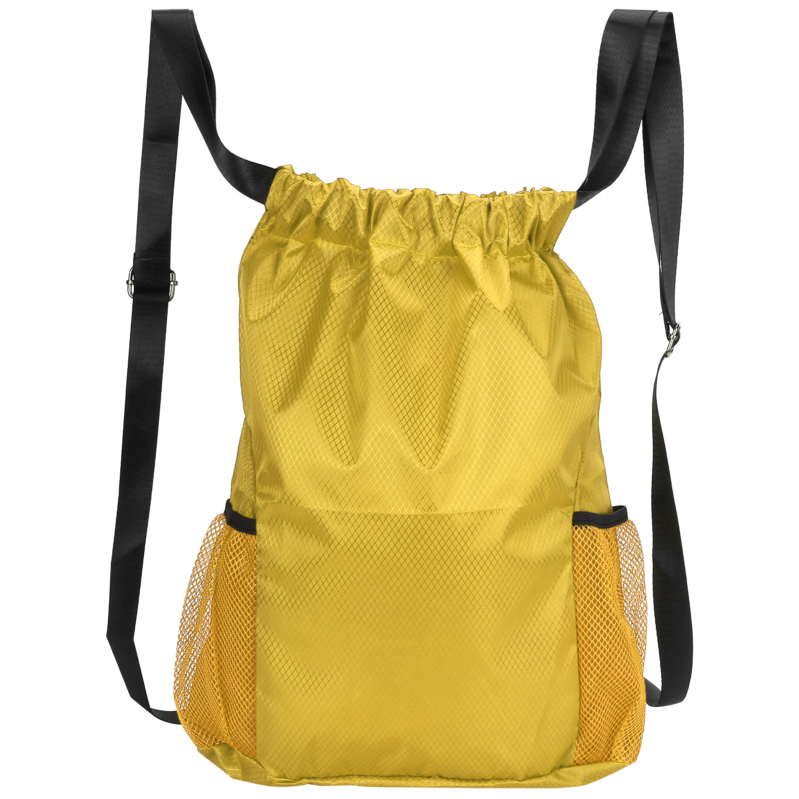 Sac à dos à cordon de serrage en polyester renforcé jaune, 41 x 34 x 13 cm, pour rangement de poutres