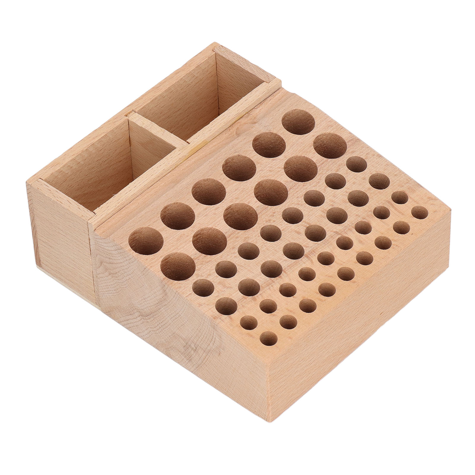 Support en bois de hêtre 2 rangées 46 trous pour outils de maroquinerie, organiseur d'atelier