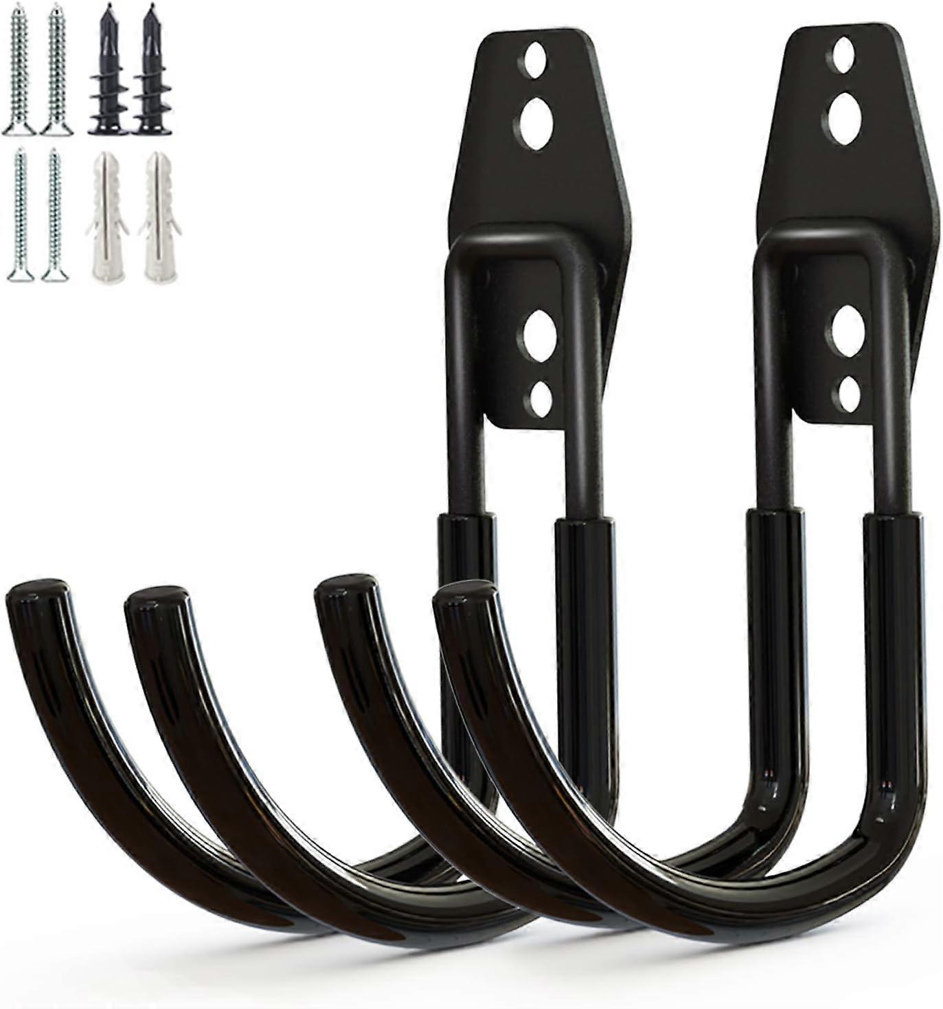 Crochets muraux en U en acier avec revêtement PVC, support 18 kg, noir, lot de 2