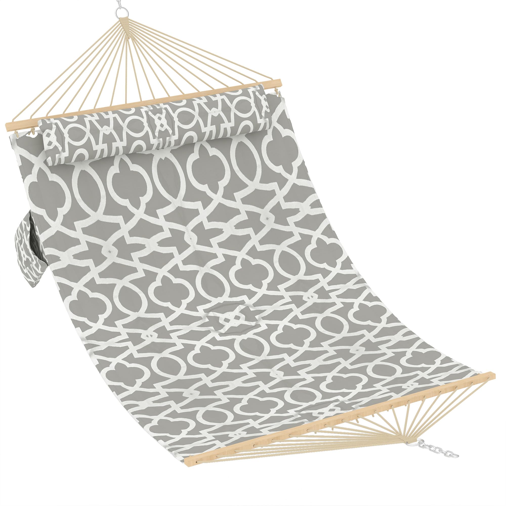Hamac Double 2 Personnes Extérieur Avec Support Bois, Rembourré Et Étanche. Résistant, Confortable, Parfait Pour Jardin, Terrasse Et Bord De Piscine