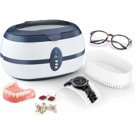 Nettoyeur à ultrasons 600 ml avec panier et support automatique, pour bijoux, lunettes, prothèses dentaires et CD