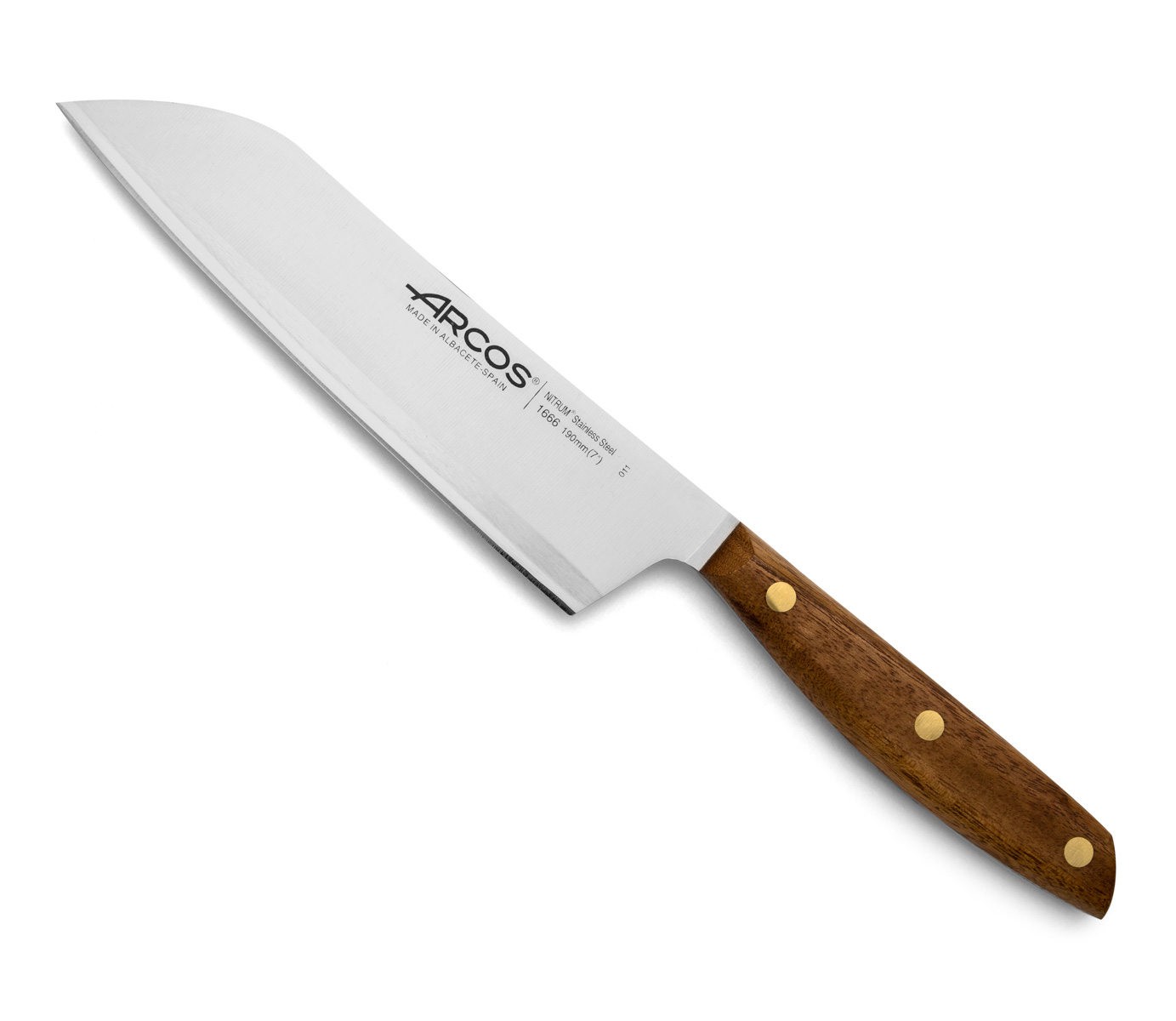 Arcos Braun Santoku-Messer Der Serie Nórdika, 19 Cm Lange Klinge Aus Rostfreiem Nitrum® Und Griff Aus Ovengkol-Holz
