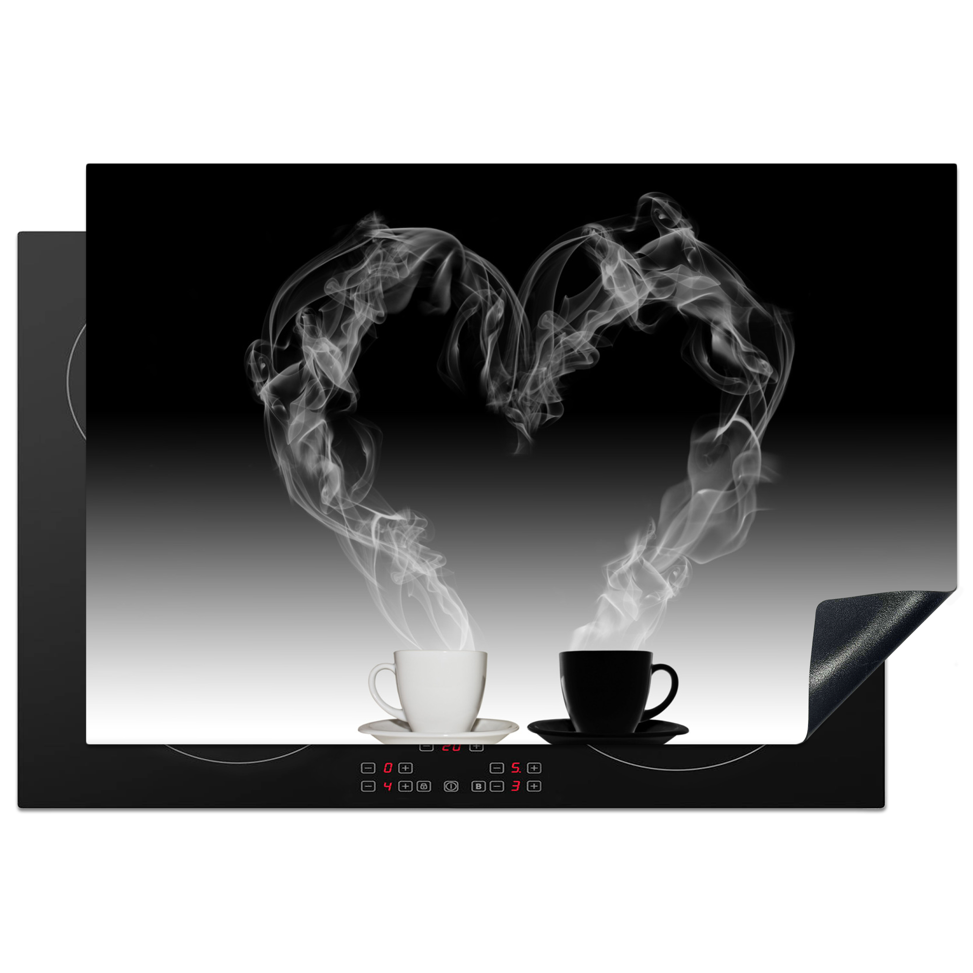 Protezione Per Piano Cottura A Induzione Caffè - Cuore - Bianco E Nero - Tazze 76x51.5