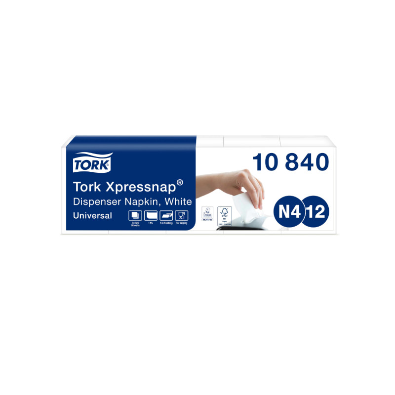 Tork 10840 N4 Spenderservietten 9000 Stück 1-lagig 4-fach 330x213 mm, weiß - Image 2