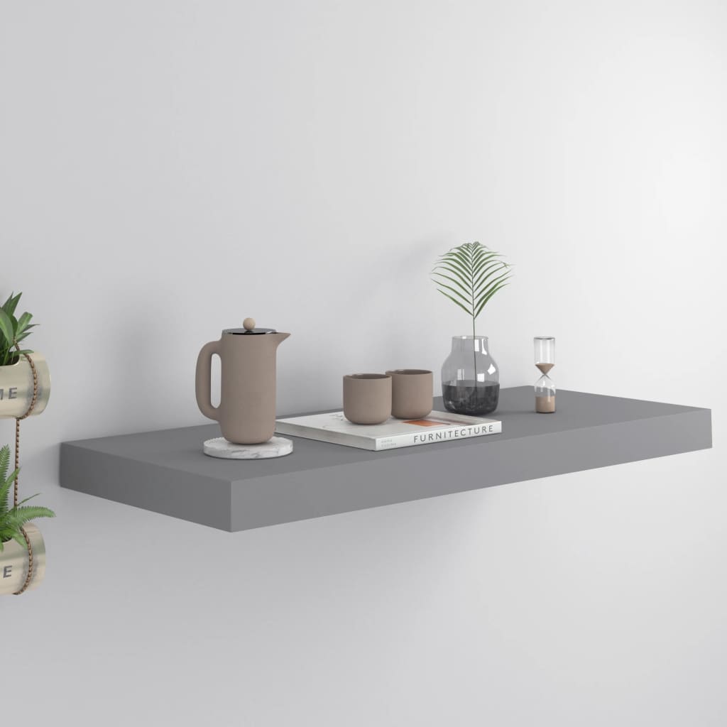 Vidaxl Grau Schweberegal 60X23,5X3,8 Cm Mdf