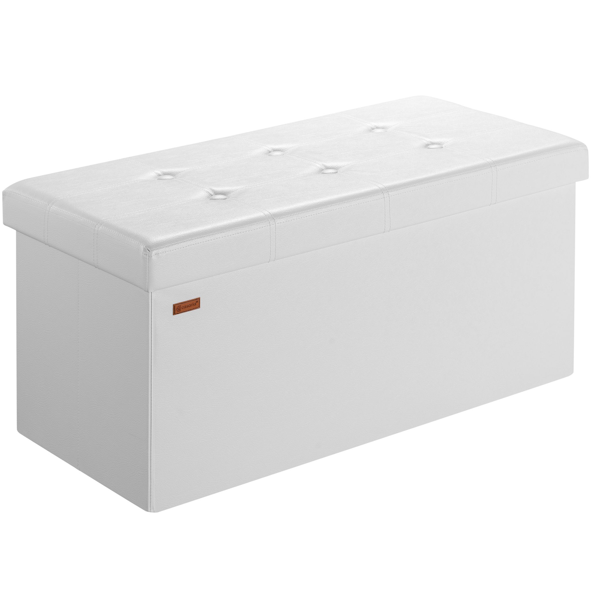 Casaria® Sitzbank Mit Stauraum Faltbar Gepolstert Deckel Schlafzimmer Wohnzimmer Flur Sitztruhe Truhenbank Polsterbank L - Weiß