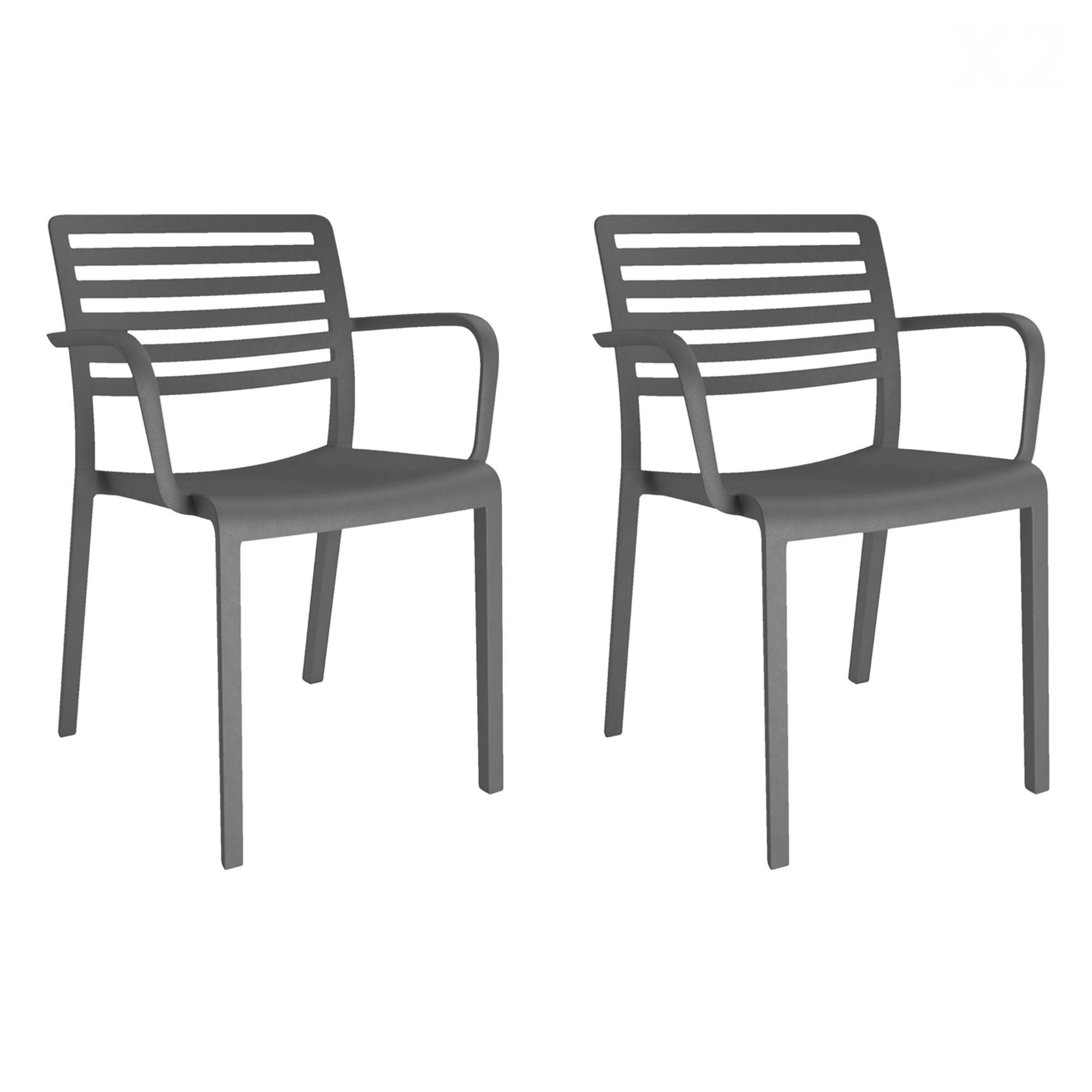 Resol Sillas con Brazos Lama Plástico Gris (pack de 2)