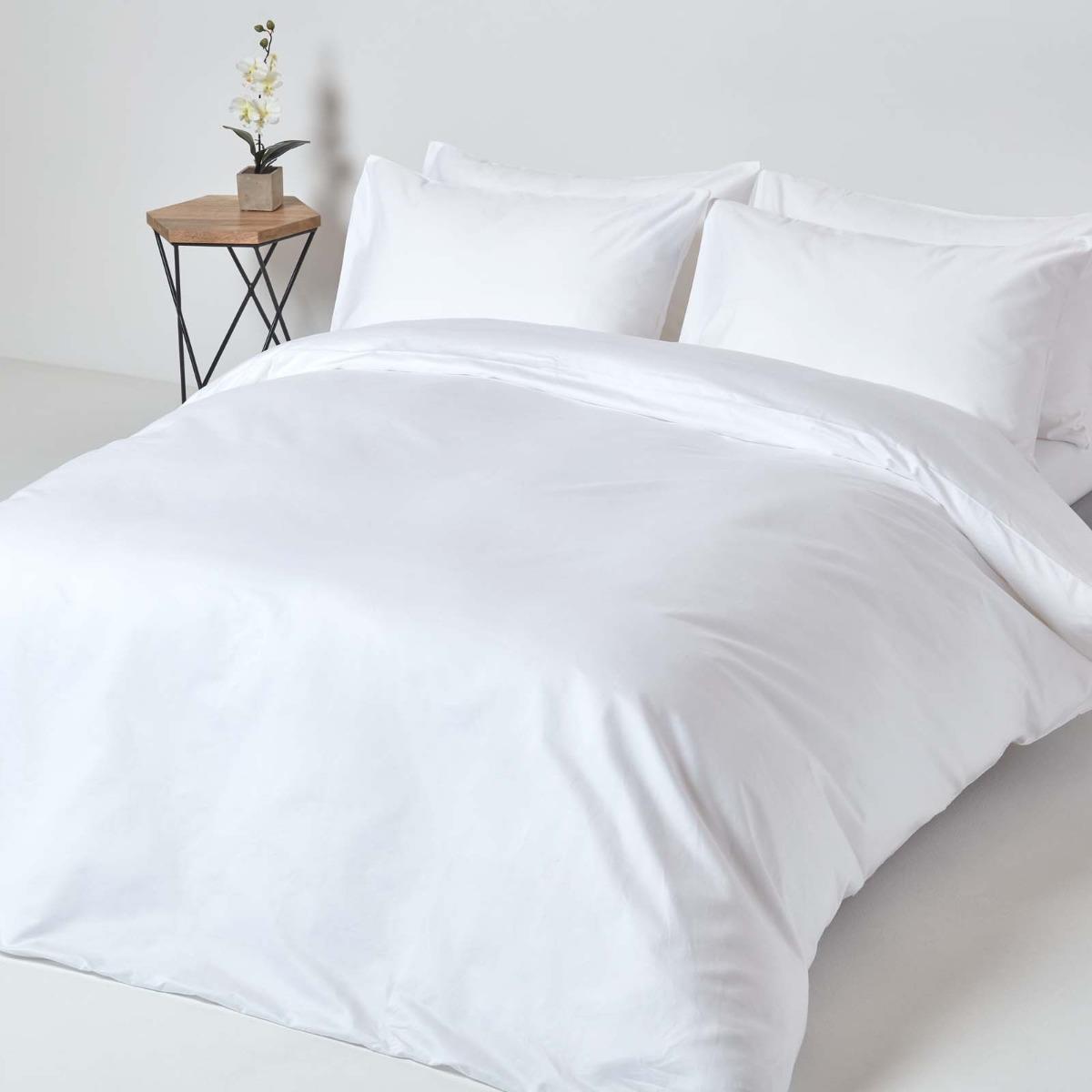 Homescapes - White Egyptian Cotton Duvet Cover Set 1000 Thread Count, Double - White