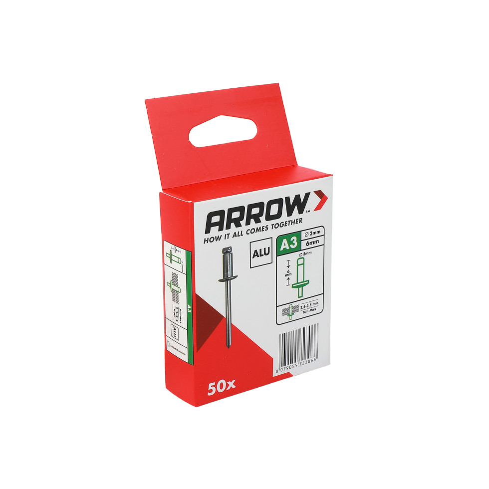 Arrow Aluminium Nieten, 723066 Blindniete (Ø X L) 3 Mm X 6 Mm Ra 3 X 6 Alu 50St 50 St - Image 3
