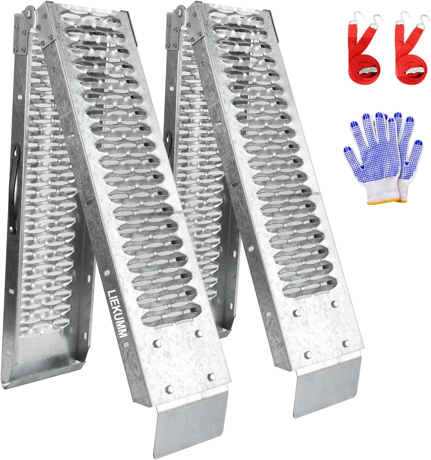 Rampe de chargement pliable 170 cm, 454 kg, acier antidérapant, lot de 2