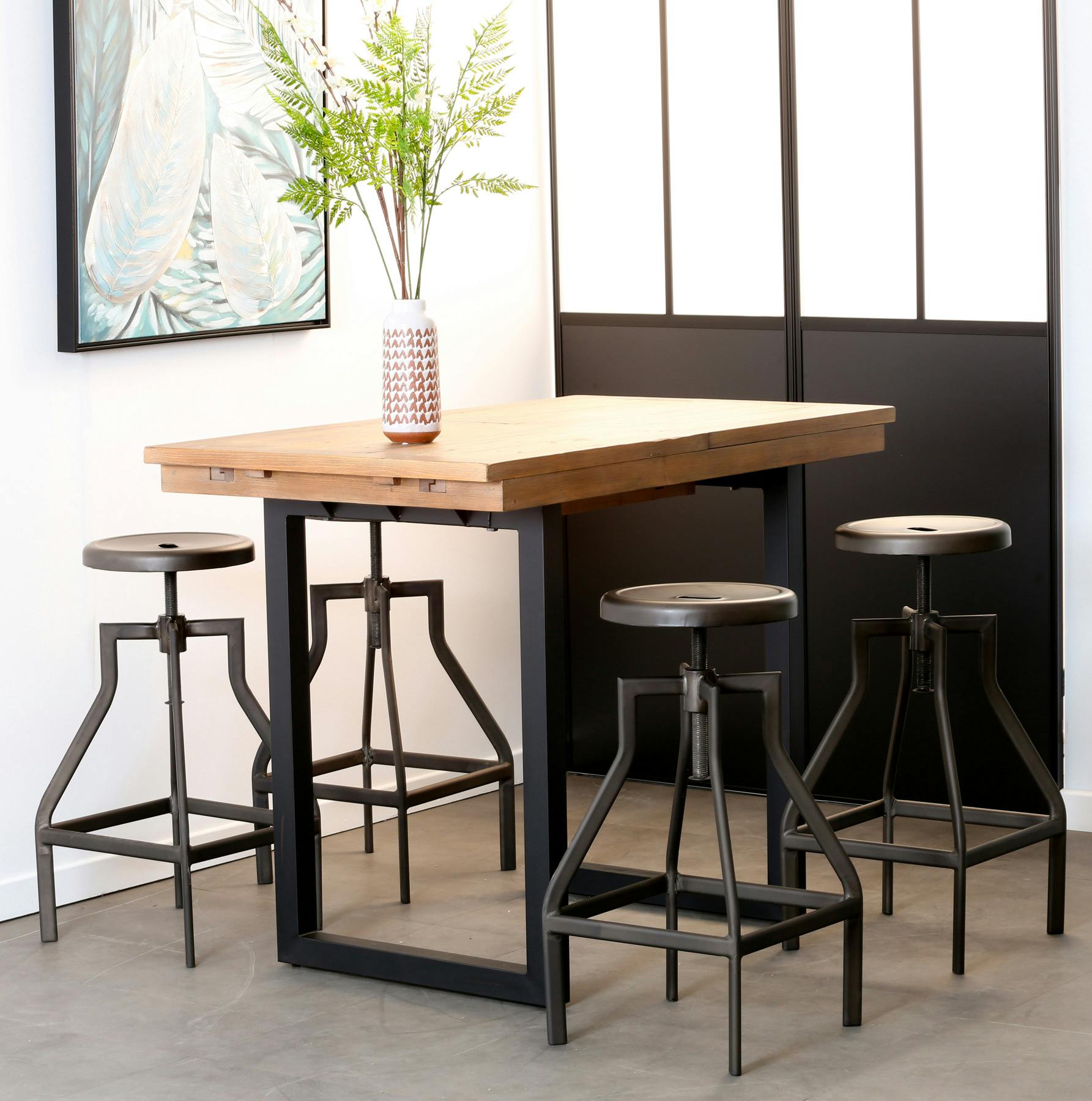 Table Haute Extensible Bois Recyclé 120-160 Cm Brisbane