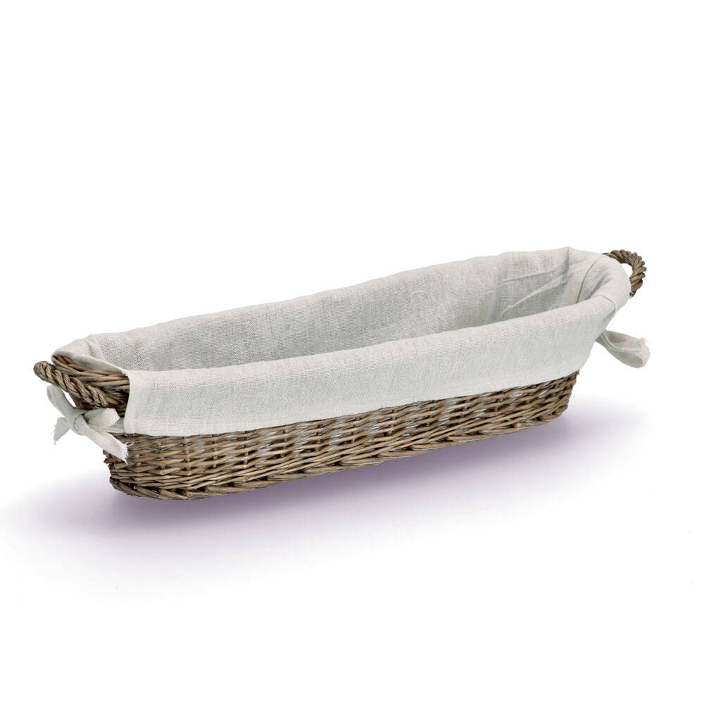 Zeller Present Braun/Mehrfarbig Baguette-Korb Mit Beutel, Weide/Canvas, Brotaufbewahrung, - Image 4