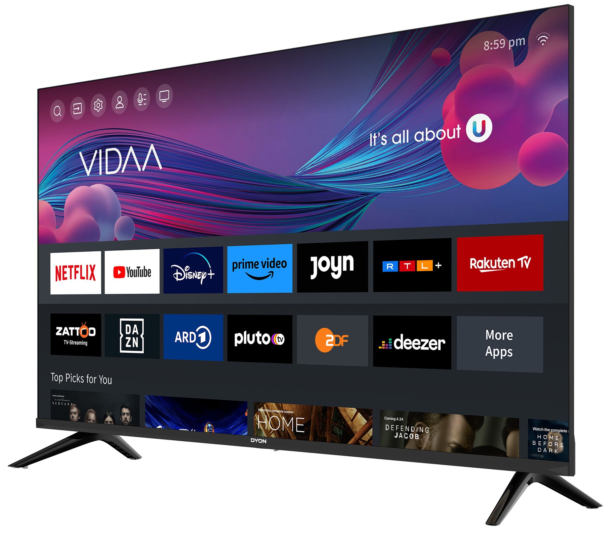 Schwarz Dyon - Led-Tv Smart 40 Vx-2, 101,6 Cm (40'), Eek: E, Mit Vidaa, Full-Hd - Bild 4