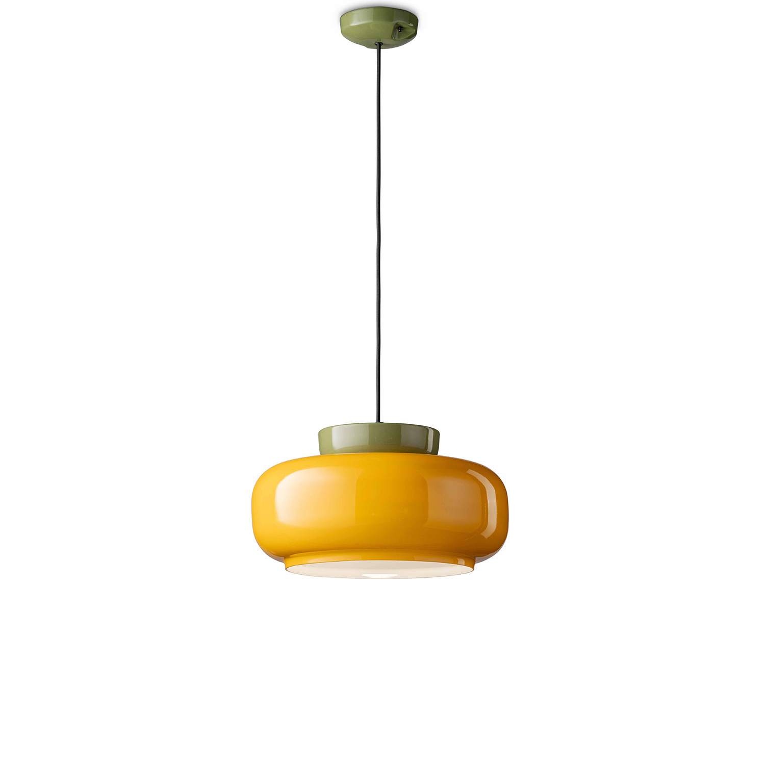 Sospensione Vintage Dec Maracana Ceramica vetro Giallo verde 1 Luce...