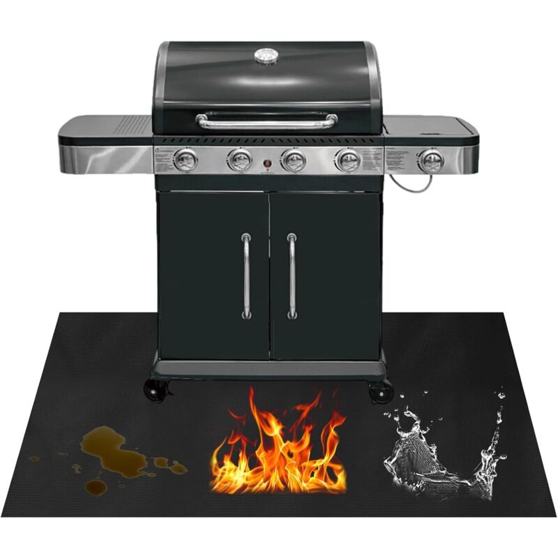 Tappetino Per Barbecue, Tappetino Per Barbecue Da Esterno 90 × 120 Cm, Tappetino Per Barbecue Impermeabile E Resistente, Tappetino Per Braciere, Tappetino Ignifugo Pieghevole, Adatto Per Barbecue, Sal